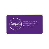 Paars wit Afstuderen Jaar Naam Adres Etiket (Voorkant)