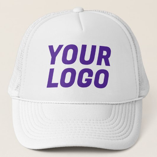 Paars & Wit Bedrijfslogo Aangepast Trucker Pet (Voorkant)