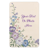 Paars, Wit & Blauw Botanisch Bloemmotief in Pastel Magneet (Verticaal)