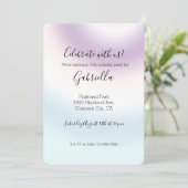 Paars Wit Blauw Tie dye uitnodiging (Staand voorkant)