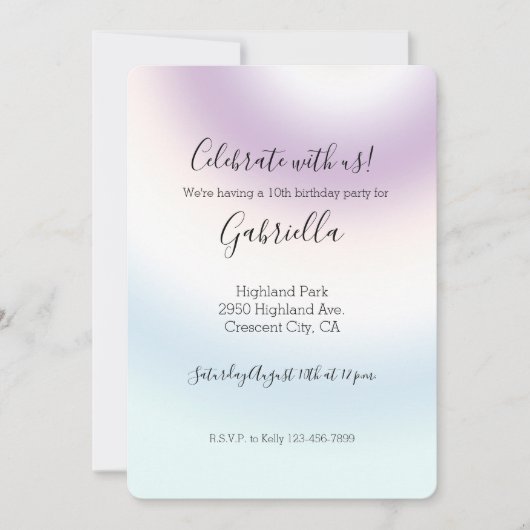 Paars Wit Blauwe Tie dye Uitnodiging (Voorkant)