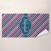 Paars wit Blauwgroen bandstaal monogram Badhanddoek (Badhanddoek)
