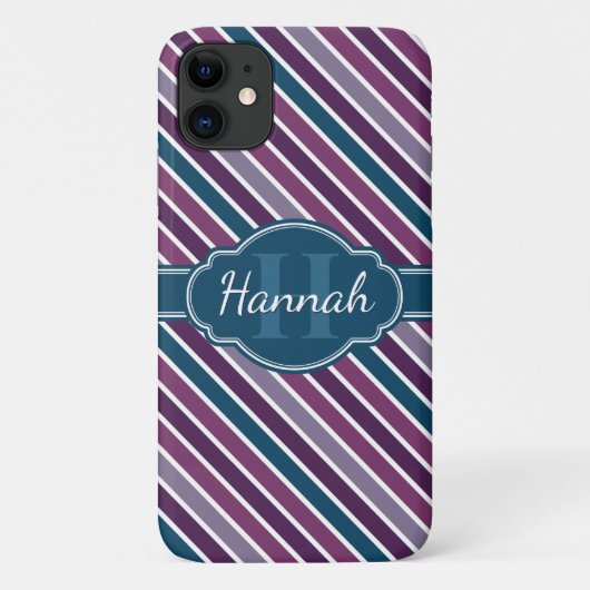 Paars wit Blauwgroen bandstaal monogram Case-Mate iPhone Case (Achterkant)