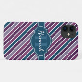 Paars wit Blauwgroen bandstaal monogram Case-Mate iPhone Case (Achterkant (horizontaal))