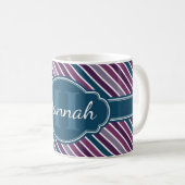 Paars wit Blauwgroen bandstaal monogram Koffiemok (Voorkant rechts)