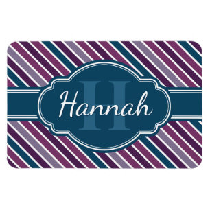 Paars wit Blauwgroen bandstaal monogram Magneet