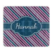 Paars wit Blauwgroen bandstaal monogram Snijplank (Voorkant)