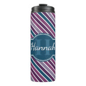 Paars wit Blauwgroen bandstaal monogram Thermosbeker (Voorkant)