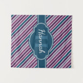 Paars wit Blauwgroen bandstaal monogram Wandkleed (Voorkant (horizontaal))