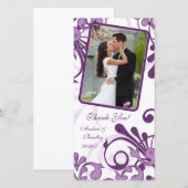 Paars & Wit Bloemen Trouw Dankjewel Fotokaart Bedankkaart (Voorkant / Achterkant)