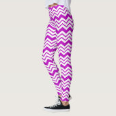 Paars Wit Chevron Zigzag Patroon Ontwerp Leggings (Links)