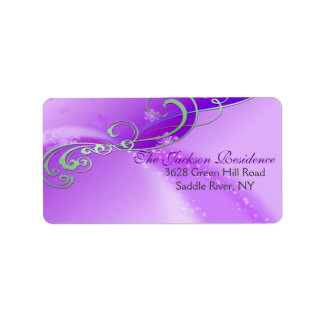 Paars & Wit Draaiend Kerst Adres Etiket