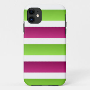 Paars/Wit En Groene Strepen iPhone 11 Hoesje
