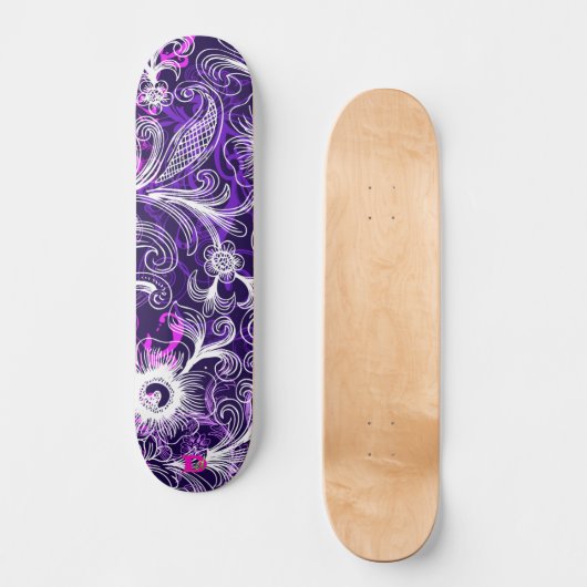Paars wit en roze bloemkool Dd Brand Skateboard (Voorkant)