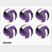 Paars, Wit en Zwart Volleybal Ronde Sticker (Vel)