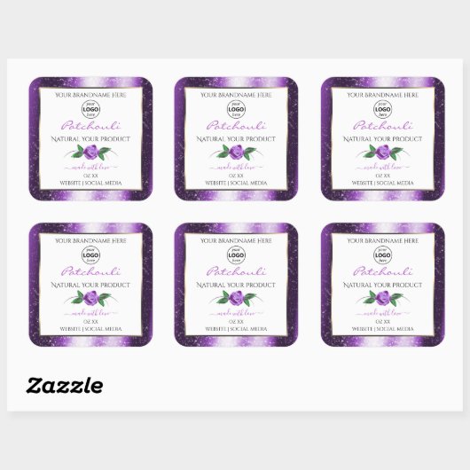 Paars wit etiket Roos Bloem Logo (Vel)