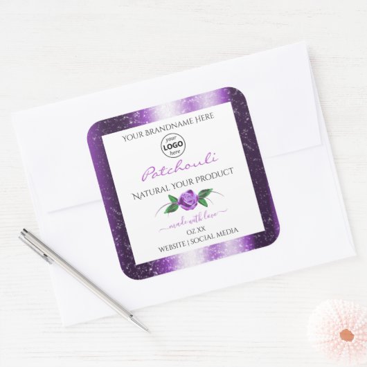  Paars wit etiket Roos Bloem Logo (Envelop)