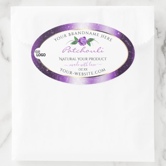  Paars wit etiket Roos Bloem Logo (Tas)