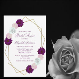 Paars-wit Floral Geometrisch Vrijgezellenfeest Kaart