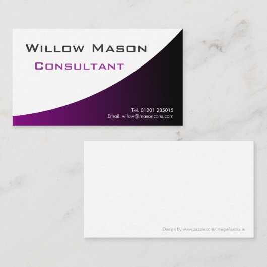 Paars wit gebogen, professioneel Visitekaartje (Voorkant / Achterkant)