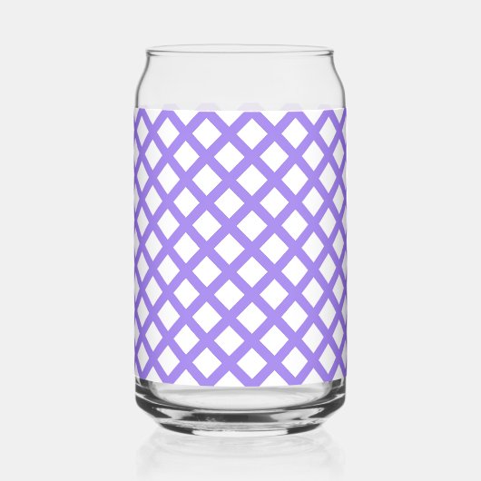 Paars Wit Geruit Diamant Patroon Blikvorm Glas (Voorkant)