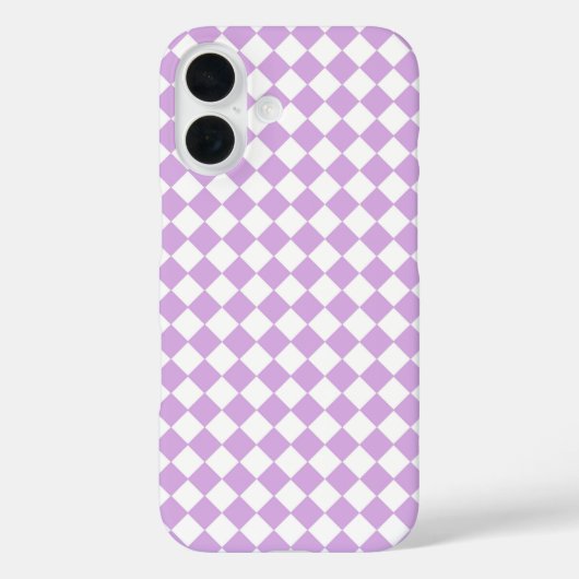 Paars Wit Geruit Diamant Patroon Case-Mate iPhone Case (Achterkant)