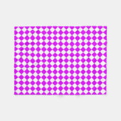 Paars Wit Geruit Diamant Patroon Fleece Deken (Voorkant (Horizontaal))