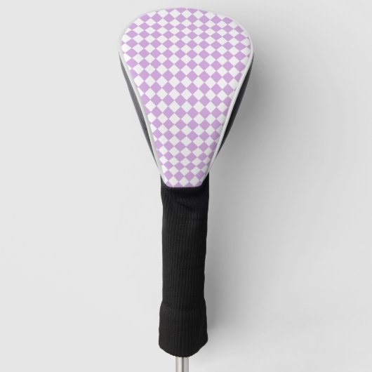 Paars Wit Geruit Diamant Patroon Golfheadcover (Voorkant)