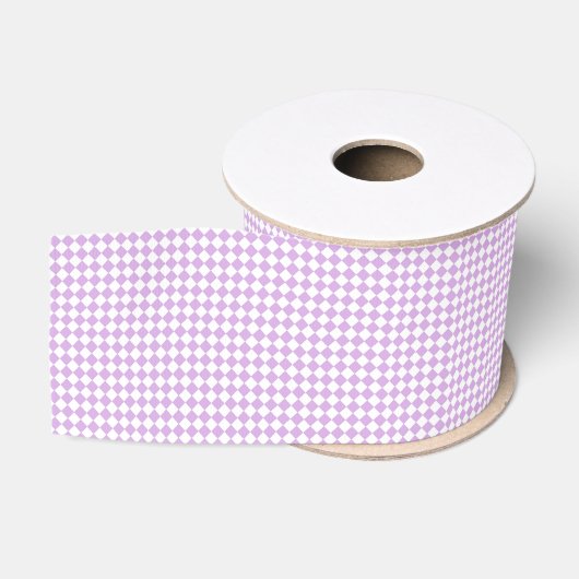 Paars Wit Geruit Diamant Patroon Grosgrain Lint (Spoel)