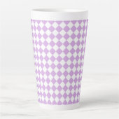 Paars Wit Geruit Diamant Patroon Latte Mok (Voorkant)