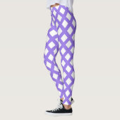 Paars Wit Geruit Diamant Patroon Leggings (Links)