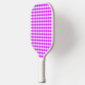 Paars Wit Geruit Diamant Patroon Pickleball Paddle (Links)