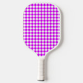 Paars Wit Geruit Diamant Patroon Pickleball Paddle (Achterkant)