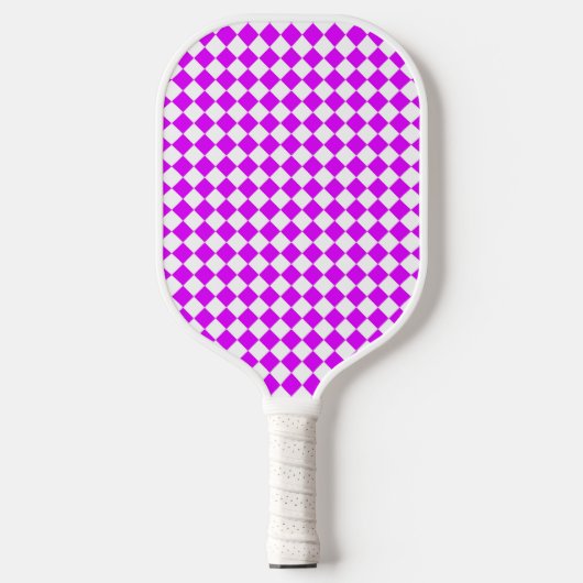 Paars Wit Geruit Diamant Patroon Pickleball Paddle (Voorkant)