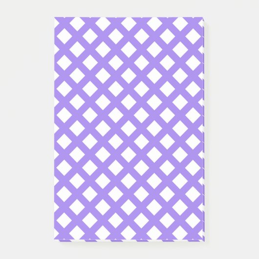 Paars Wit Geruit Diamant Patroon Post-it® Notes (Voorkant)