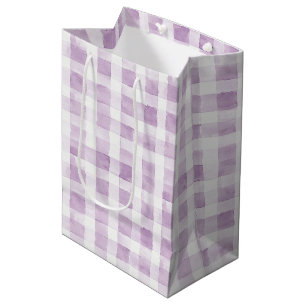 Paars Wit Geruit Strepen Medium Cadeauzakje