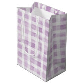 Paars Wit Geruit Strepen Medium Cadeauzakje (Achterkant Gekanteld)