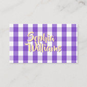 Paars Wit Gingham Geruit Visitekaartje (Voorkant)