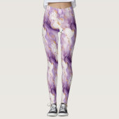 Paars Wit Goud Abstract Leggings (Voorkant)
