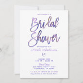 Paars Wit Gouden Marmer Chique Glam Bruidsdouche Kaart (Voorkant)