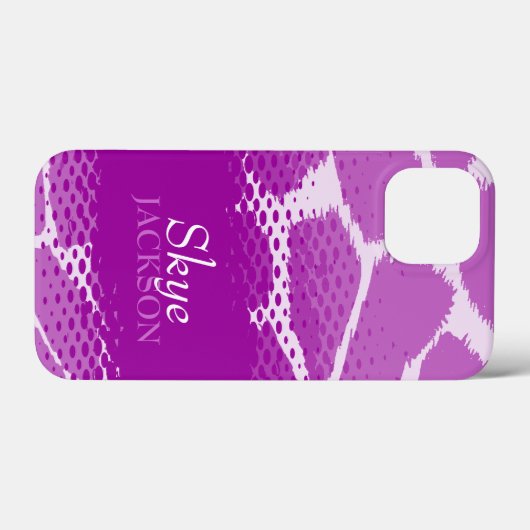 Paars wit grafisch dierpatroon Case-Mate iPhone case (Achterkant (horizontaal))