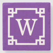 Paars-wit Grieks Zeer belangrijk Lijst #2 Initiaal Stenen Onderzetter (Voorkant)