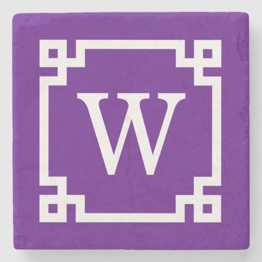 Paars-wit Grieks Zeer belangrijk Lijst #2 Initiaal Stenen Onderzetter (Voorkant)