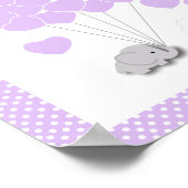 Paars, wit grijs olifant Baby shower 2 - Gast Poster (Hoek)