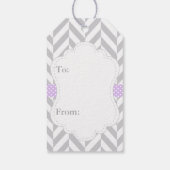 Paars, wit grijs olifant Baby shower Dank u Cadeaulabel (Achterkant)