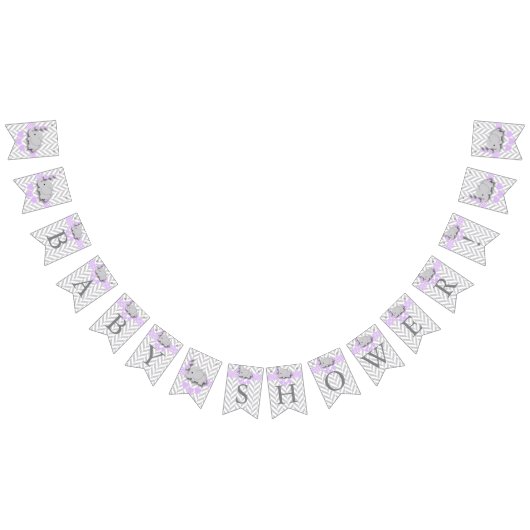 Paars, wit grijs olifant Baby shower Vlaggetjes (Alle)