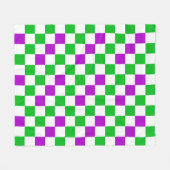 Paars Wit Groen Geruit Ontwerp  Fleece Deken (Voorkant (Horizontaal))