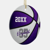 paars wit haar basketbalteam memento keramisch ornament (Rechts)