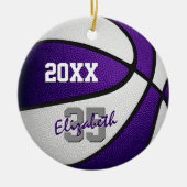 paars wit haar basketbalteam memento keramisch ornament (Voorkant)
