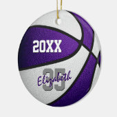 paars wit haar basketbalteam memento keramisch ornament (Links)